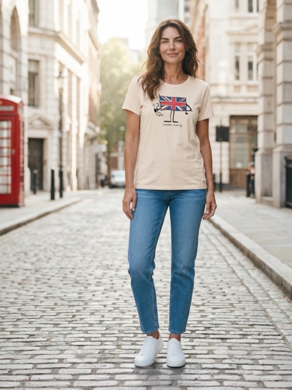Life Is Good London Calling Union Jack Graphic Tee XL NWT Cream Shirt - Picture 7 of 11